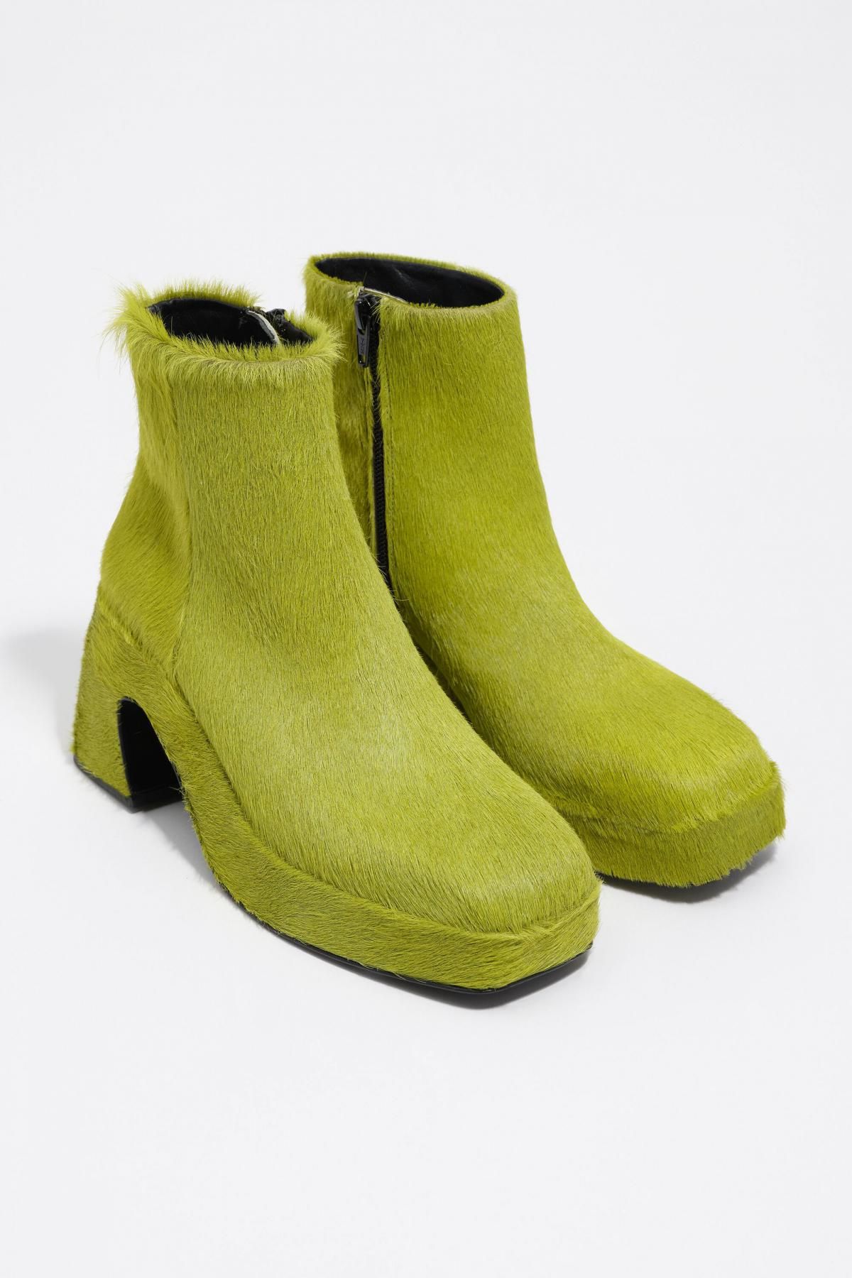 빔바이롤라 그린 퍼 스퀘어토 힐 앵클부츠 252BZ0632.12121 ACID LIME - 상세 이미지 2