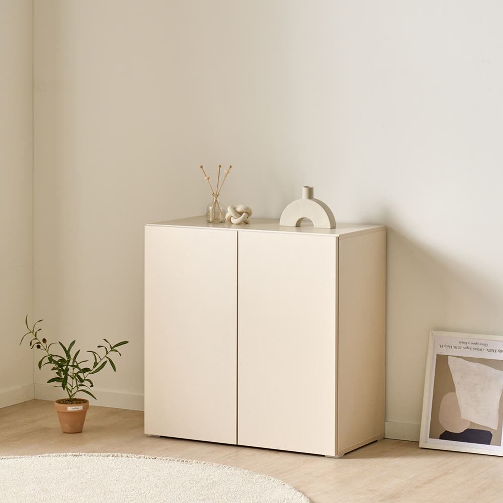 [기본형] 조아 수납장 모듈 다용도 거실 베란다 맘마존 (높은/일반형 800), 2단, 크림화이트