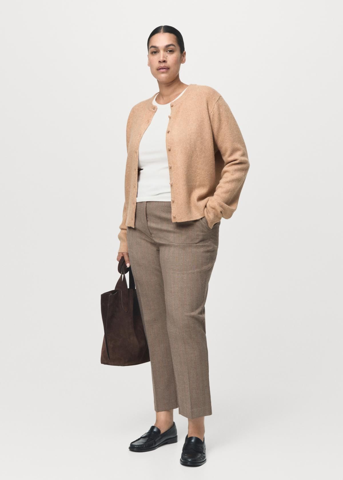 망고 테크니컬 핀스트라이프 크롭 슬림 슬랙스 팬츠 17065799 GRIS CLARO VIGORE - 상세 이미지 5