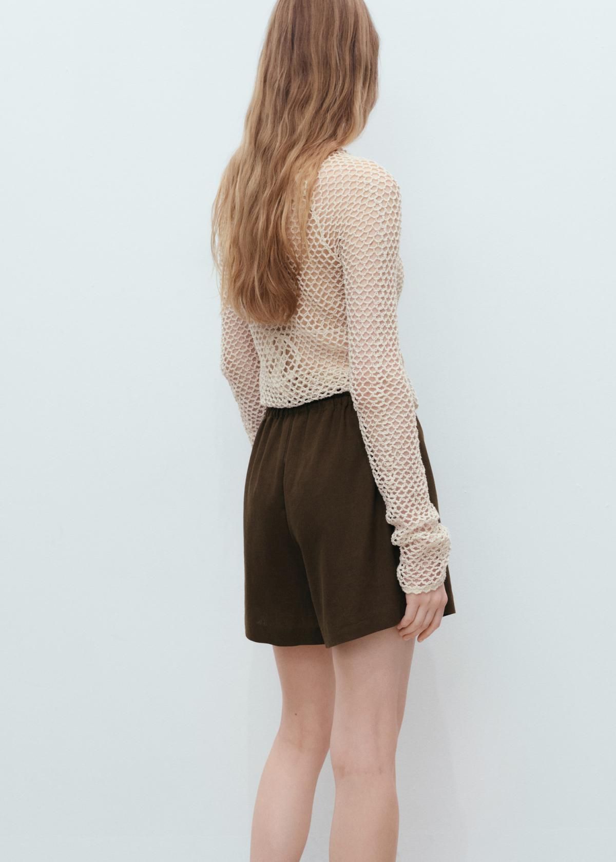 망고 린넨믹스 스트레이트핏 드로스트링 반바지 17081171 KHAKI - 상세 이미지 4