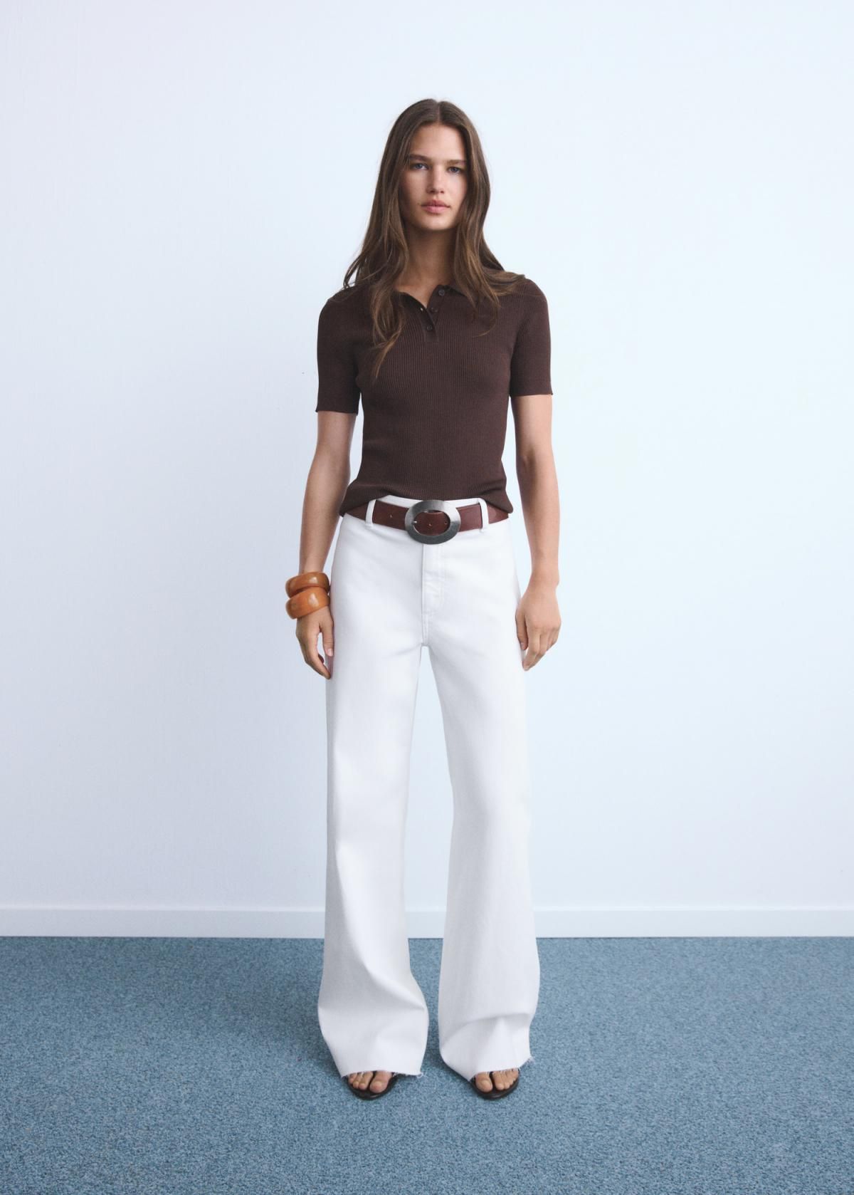 망고 와이드핏 하이웨스트 데님 팬츠 17021186 BLANCO - 상세 이미지 2