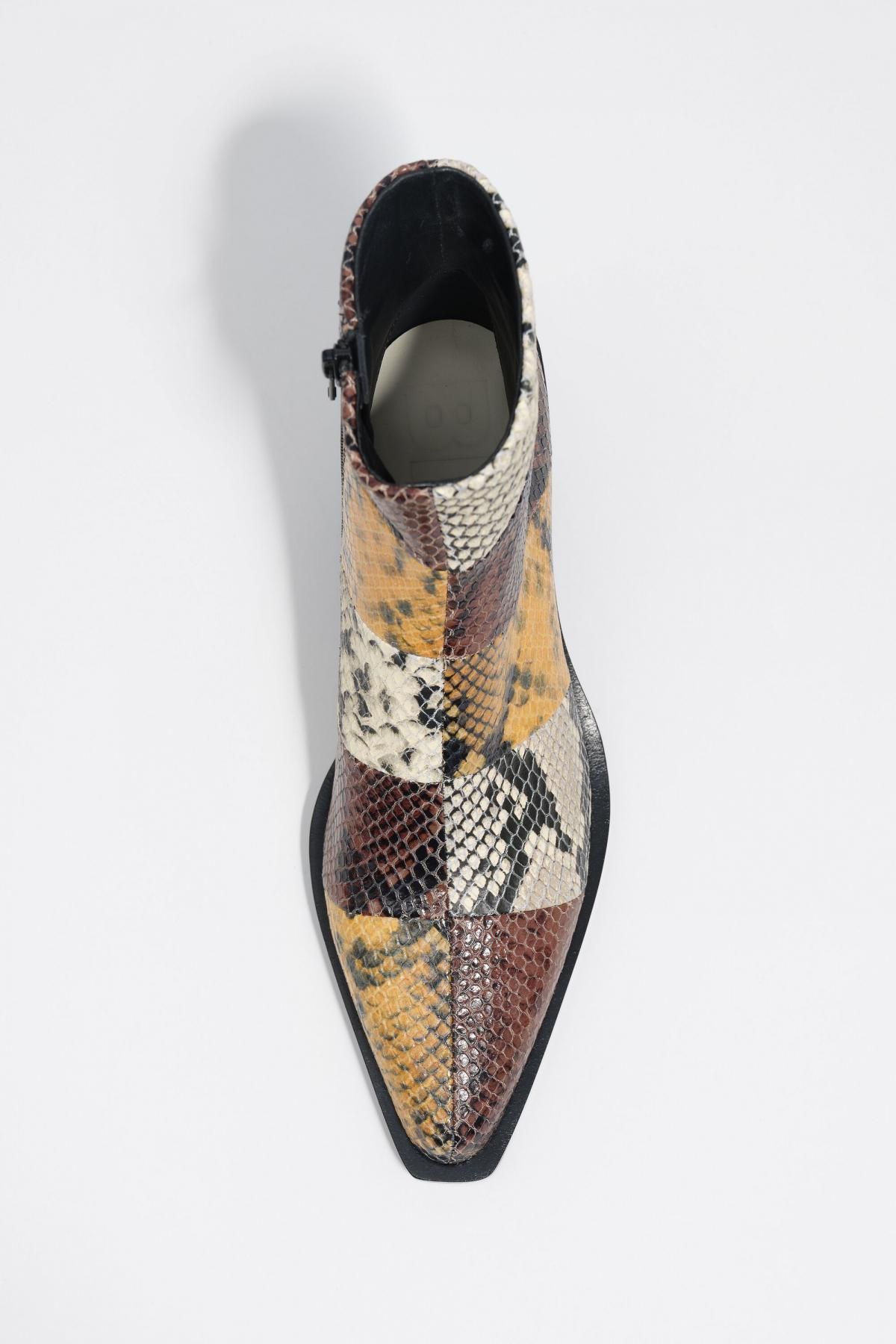 빔바이롤라 웨스턴 스네이크 패치워크 레더 앵클 부츠 252BZ0603.10600 BROWN - 상세 이미지 4