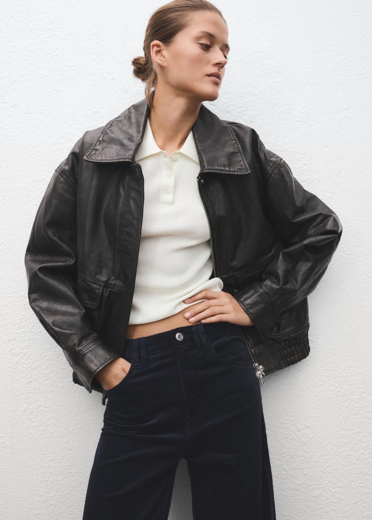 망고 코듀로이 하이웨이스트 와이드 팬츠 17069094 AZUL MARINO - 상세 이미지 4