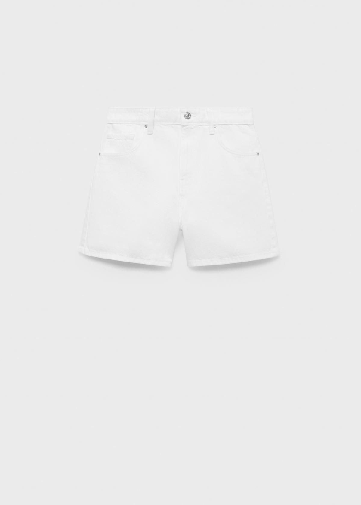 망고 화이트 하이웨이스트 데님 쇼츠 17061192 BLANCO - 상품 이미지