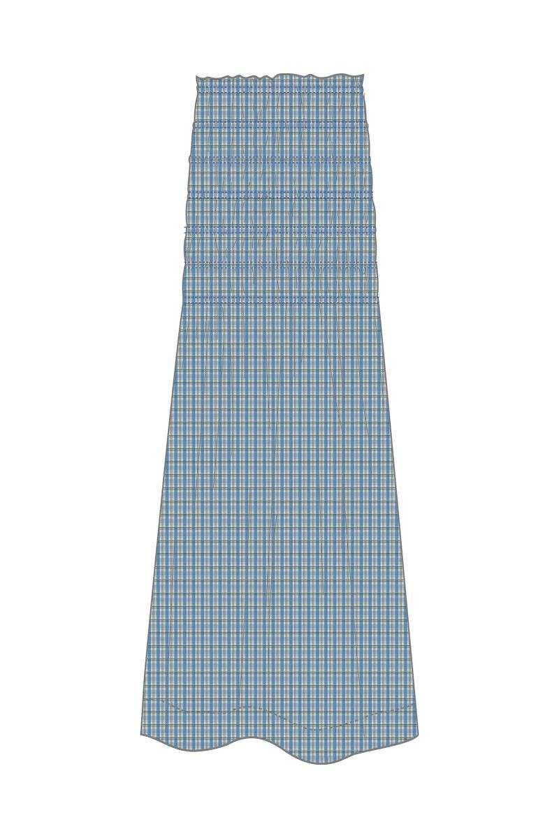 타이니코튼 체크 패턴 미디 스커트 FALDA A CUADROS SS25-686R30 VAINILLA/AZUL - 상세 이미지 2