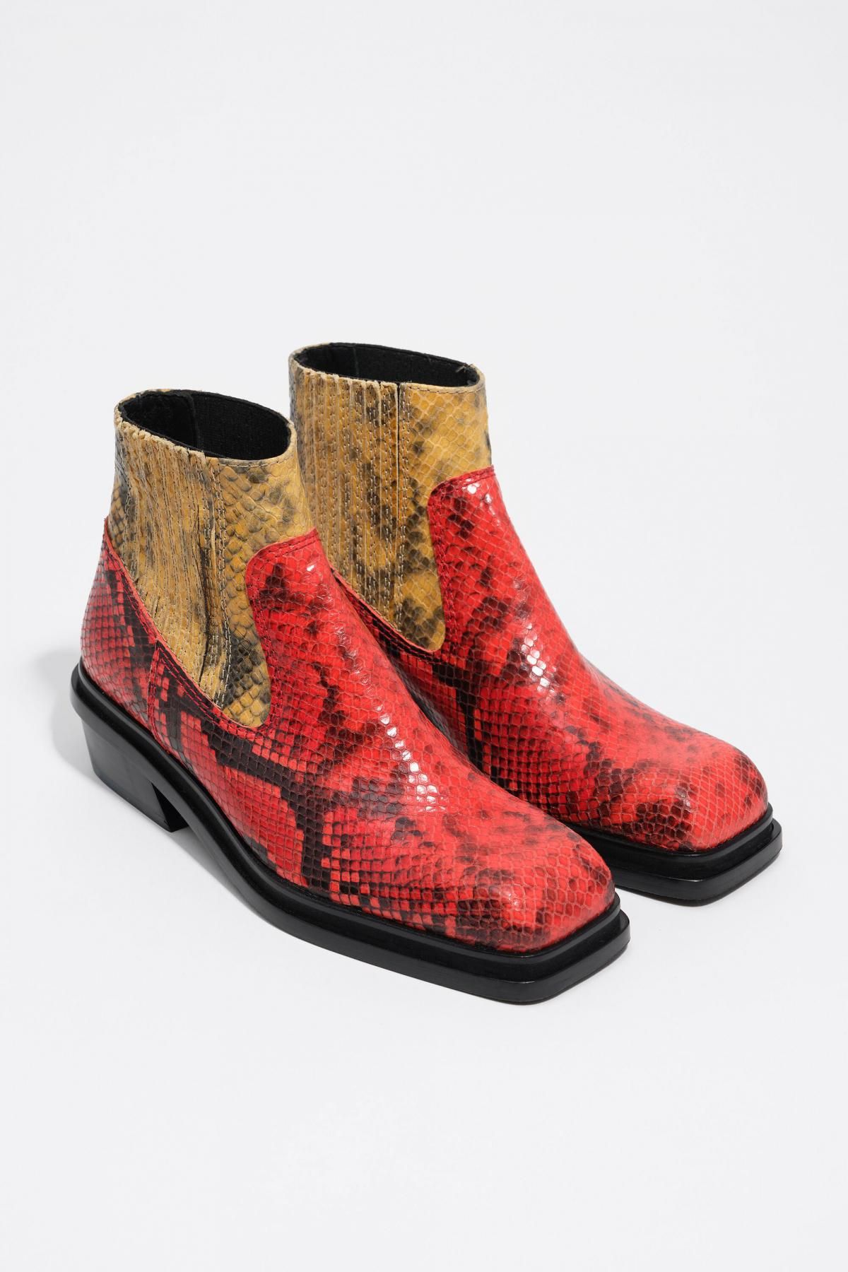 빔바이롤라 컬러블록 스네이크패턴 레더 앵클부츠 252BZ0618.10200 RED - 상세 이미지 2