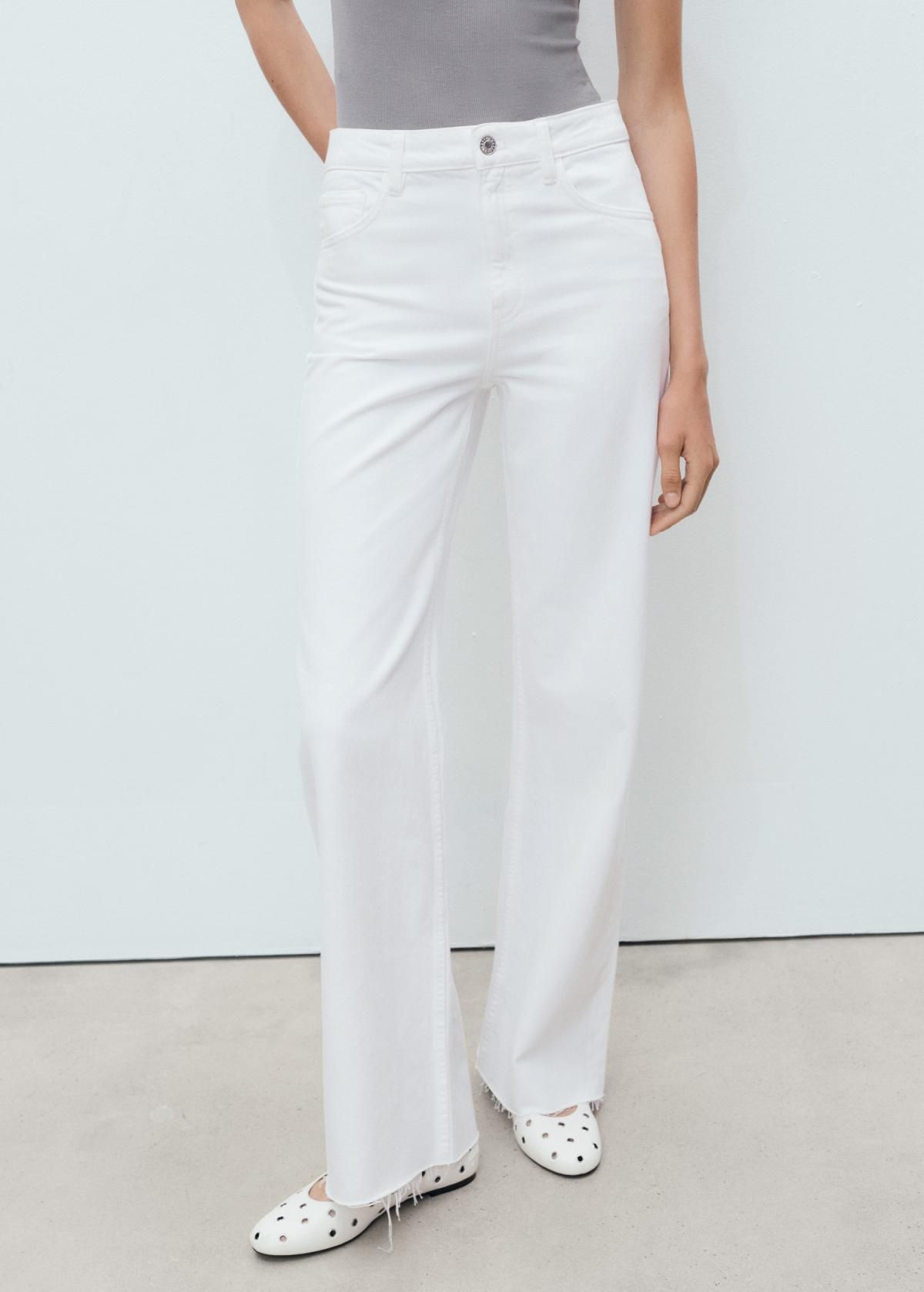 망고 트렌디 하이웨이스트 와이드핏 데님팬츠 화이트 17001206 BLANCO - 상품 이미지