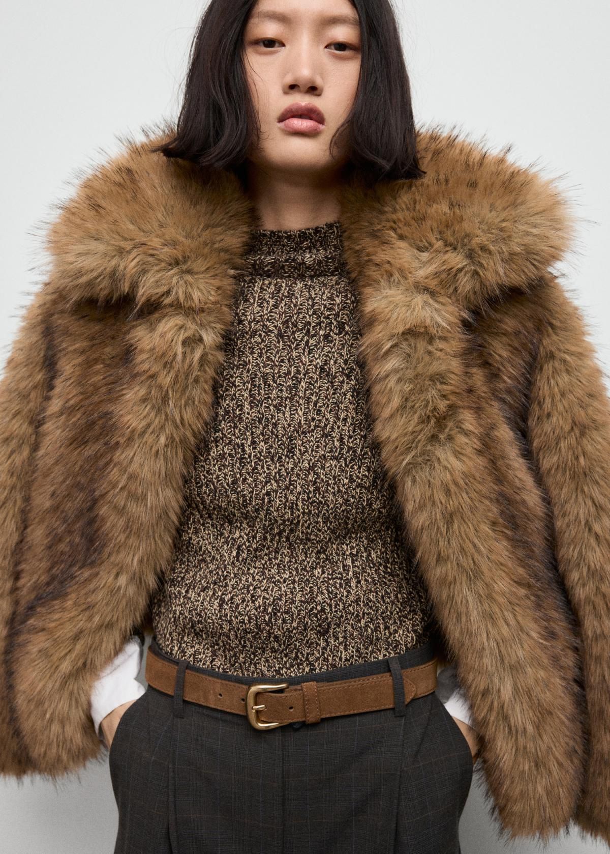 망고 체크 플리츠 와이드 슬랙스 팬츠 17087792 MARRON - 상세 이미지 4