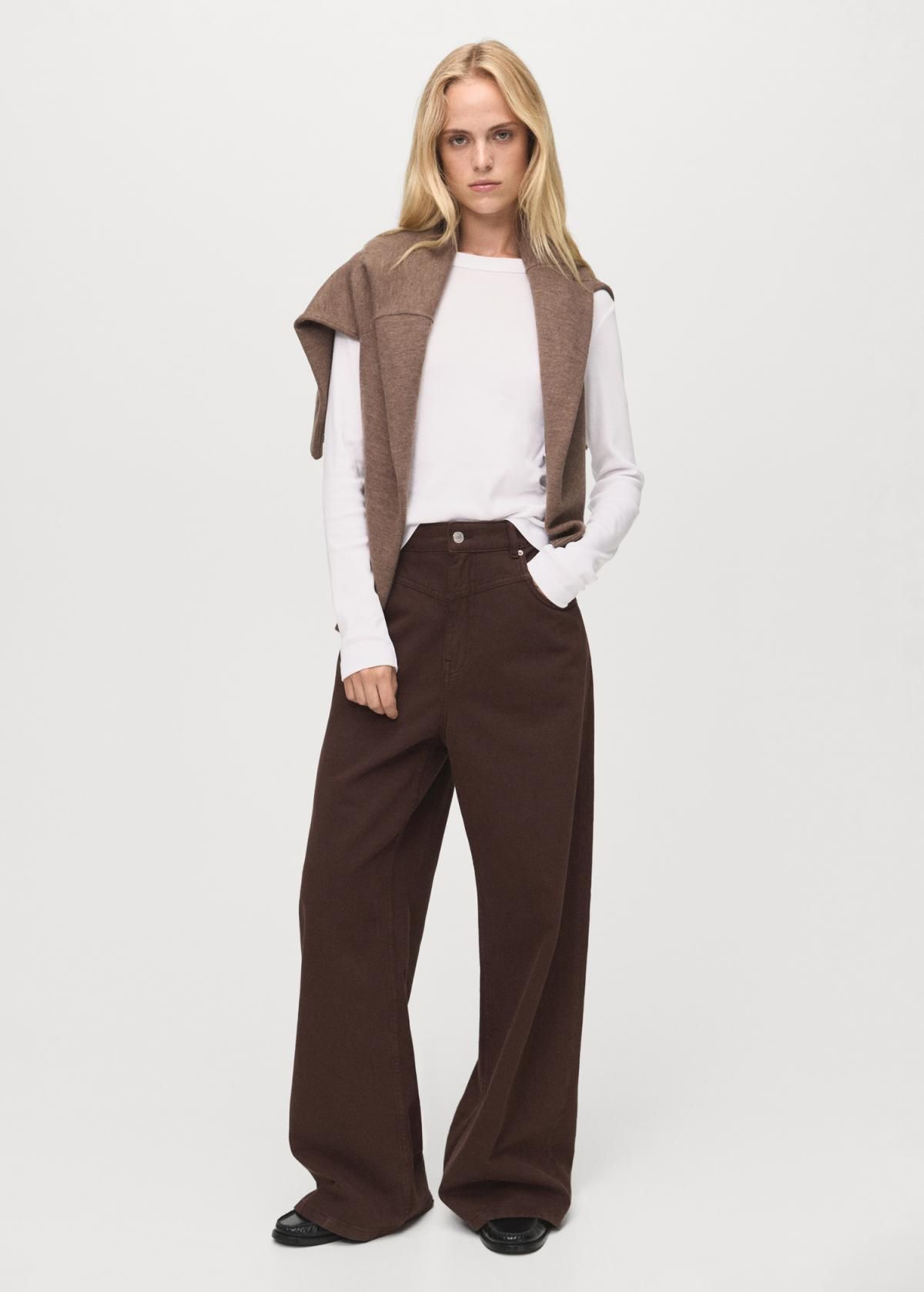 망고 트렌디 와이드핏 루즈 브라운 데님 팬츠 17015831 CHOCOLATE - 상세 이미지 2