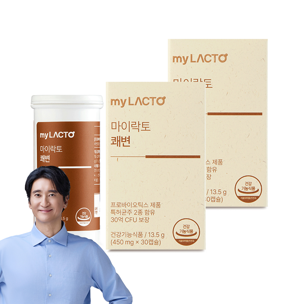 마이락토 쾌변 변비 유산균 소장 대장 장건강 프로바이오틱스 임산부 배변 30캡슐, 2개 - 메인 이미지