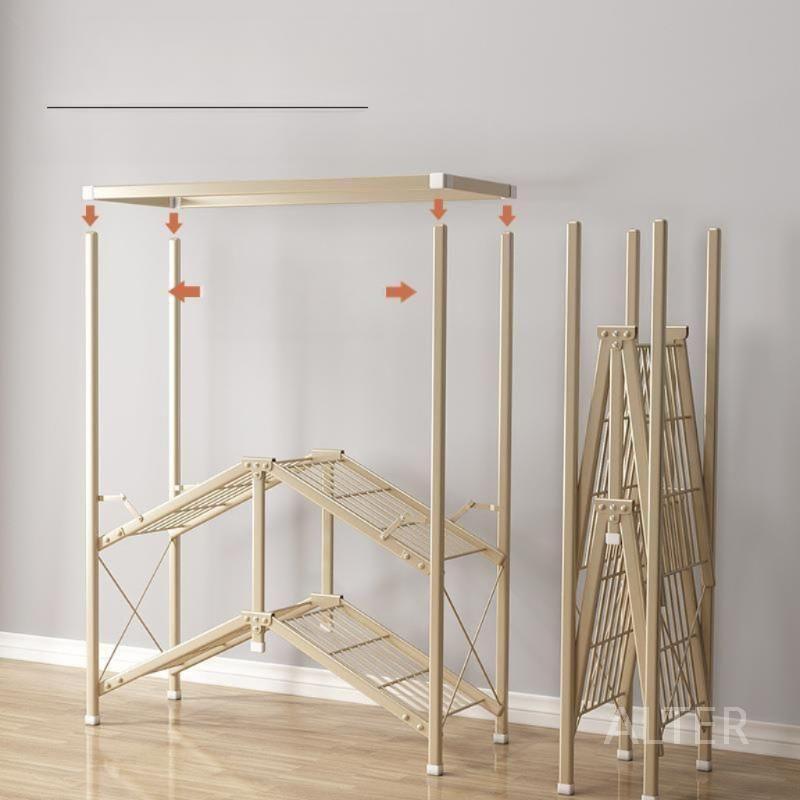 철제 비키니 옷장 행거 접이식 원룸 튼튼한 조립식 163x45x170CM 불빛의 향연 - 상세 이미지 3