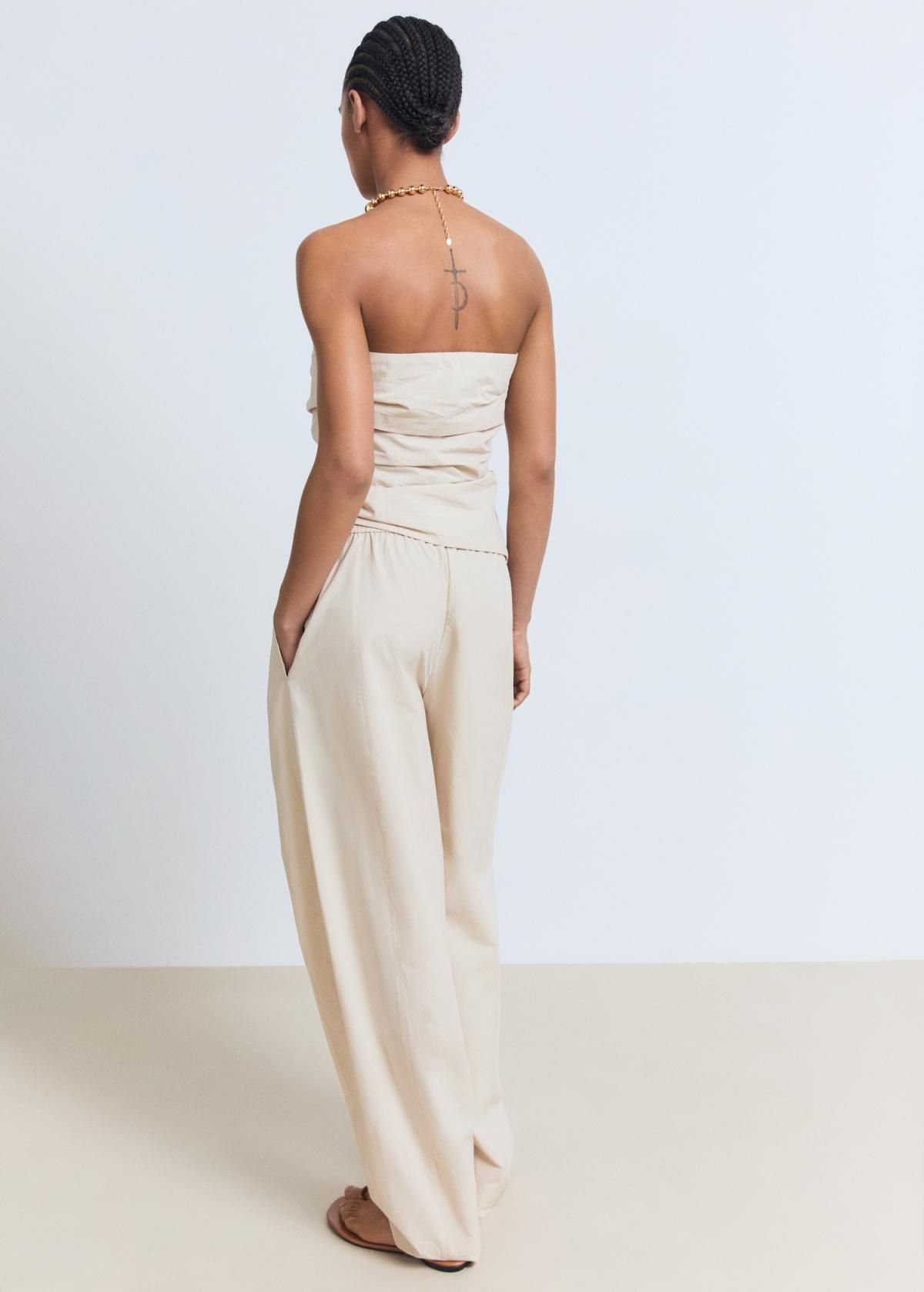 망고 에센셜 코튼 페이퍼백 와이드 팬츠 17071174 CRUDO - 상세 이미지 3