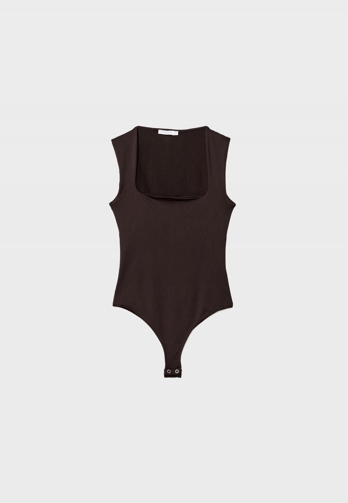 스트라디바리우스 슬림핏 스퀘어넥 폴리아미드 바디수트 2690/637 BROWN - 상품 이미지