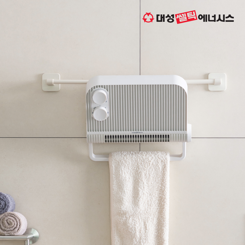 대성쎌틱 욕실 온풍기 PTC 히터 가정용 무타공 화장실 발 난로 탁상용 난방기 미니 소형