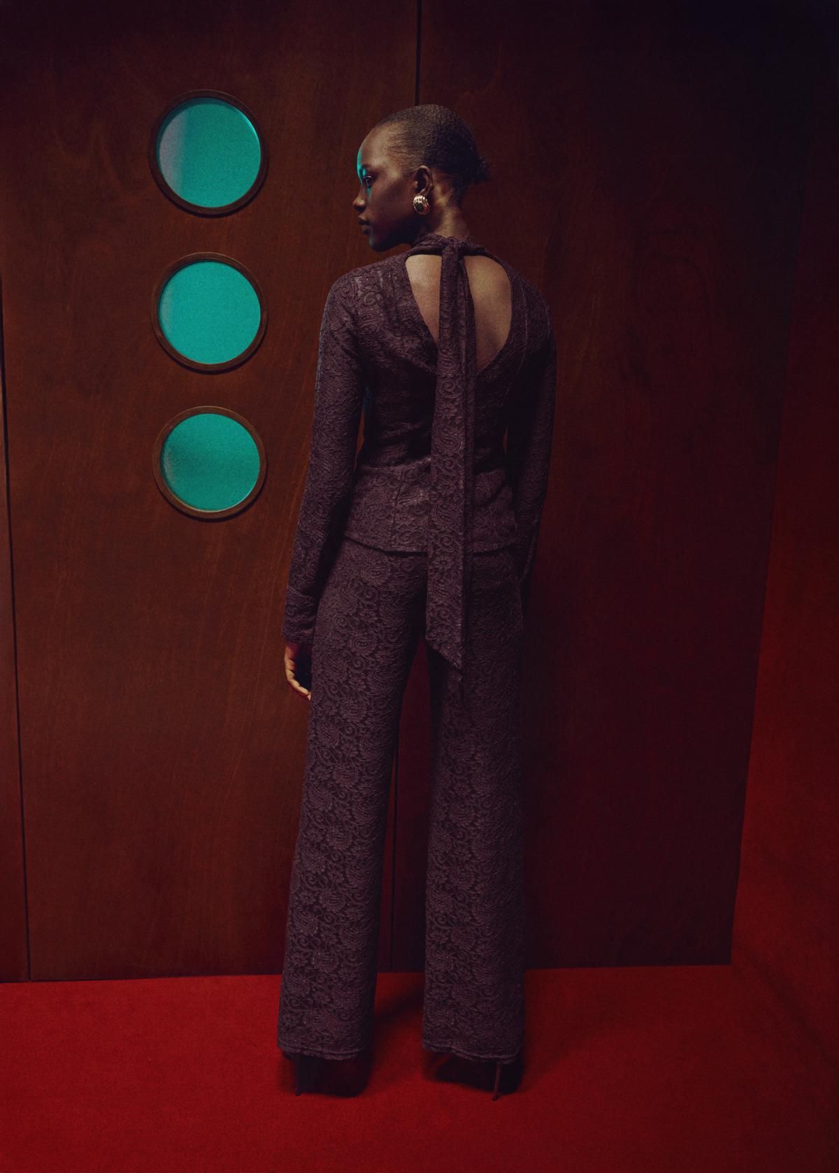 망고 레이스 스트레이트 롱 팬츠 17049112 VINO - 상세 이미지 4