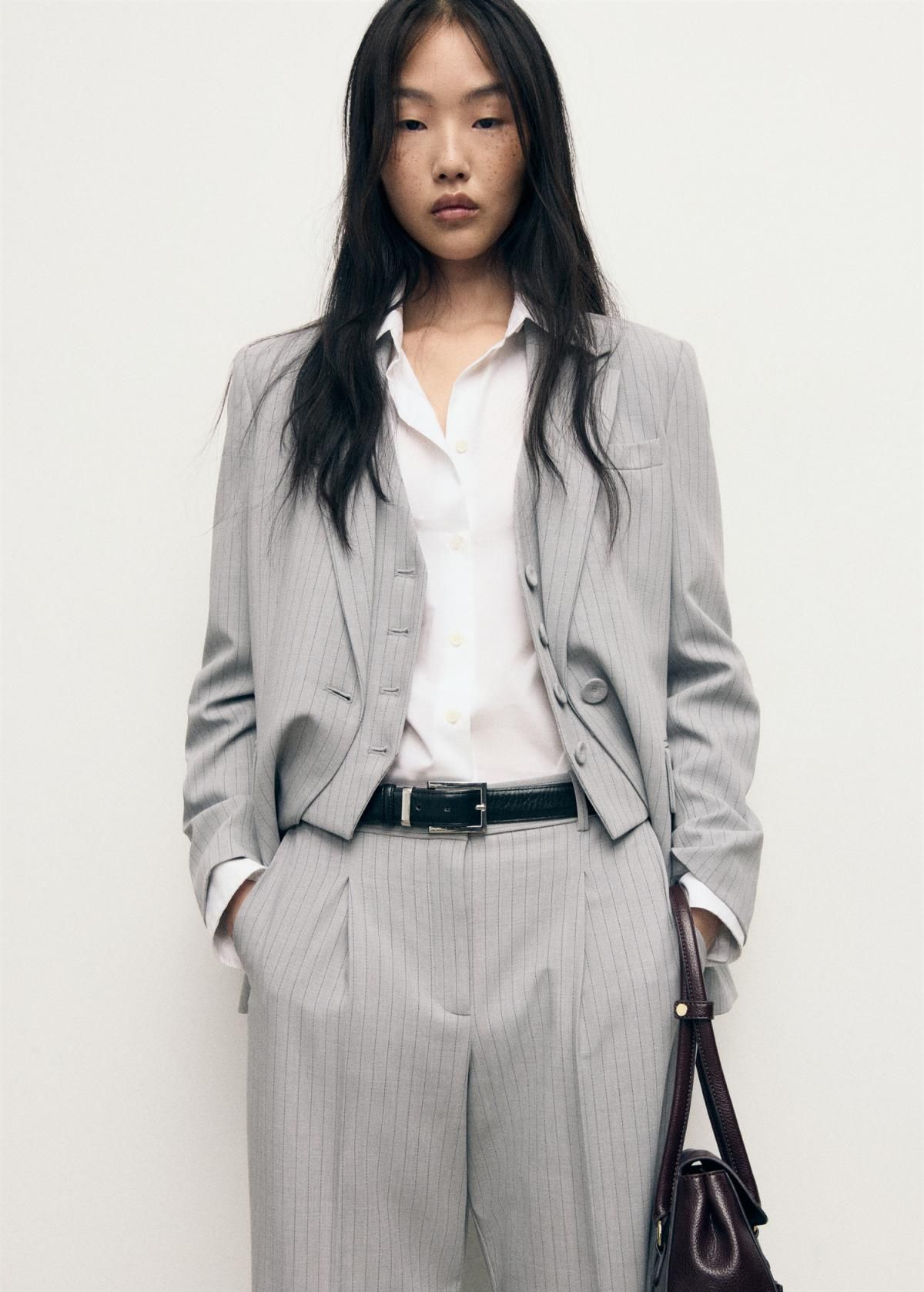 망고 테일러드 스트라이프 정장 슬랙스 팬츠 17014121 GRIS - 상세 이미지 4