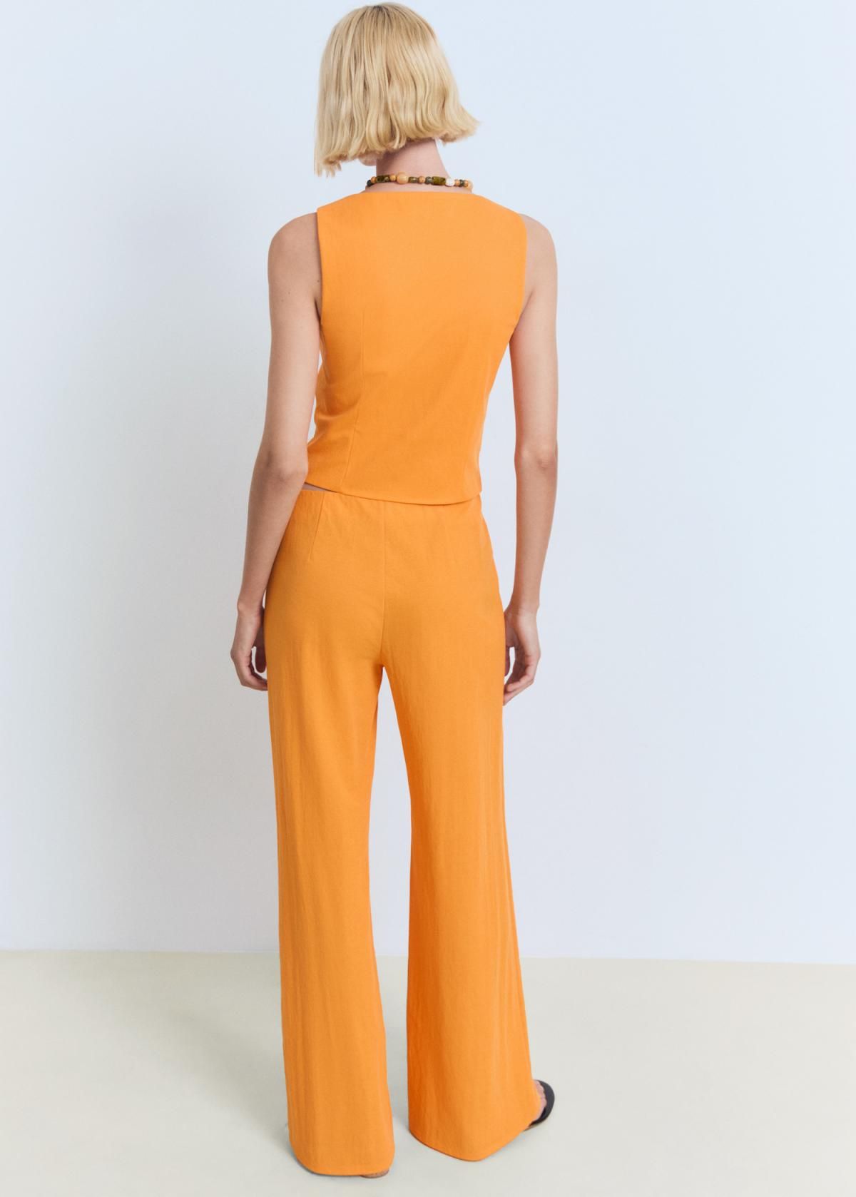 망고 플루이드 슬림핏 와이드 오렌지 밴딩 팬츠 17051238 NARANJA - 상세 이미지 3