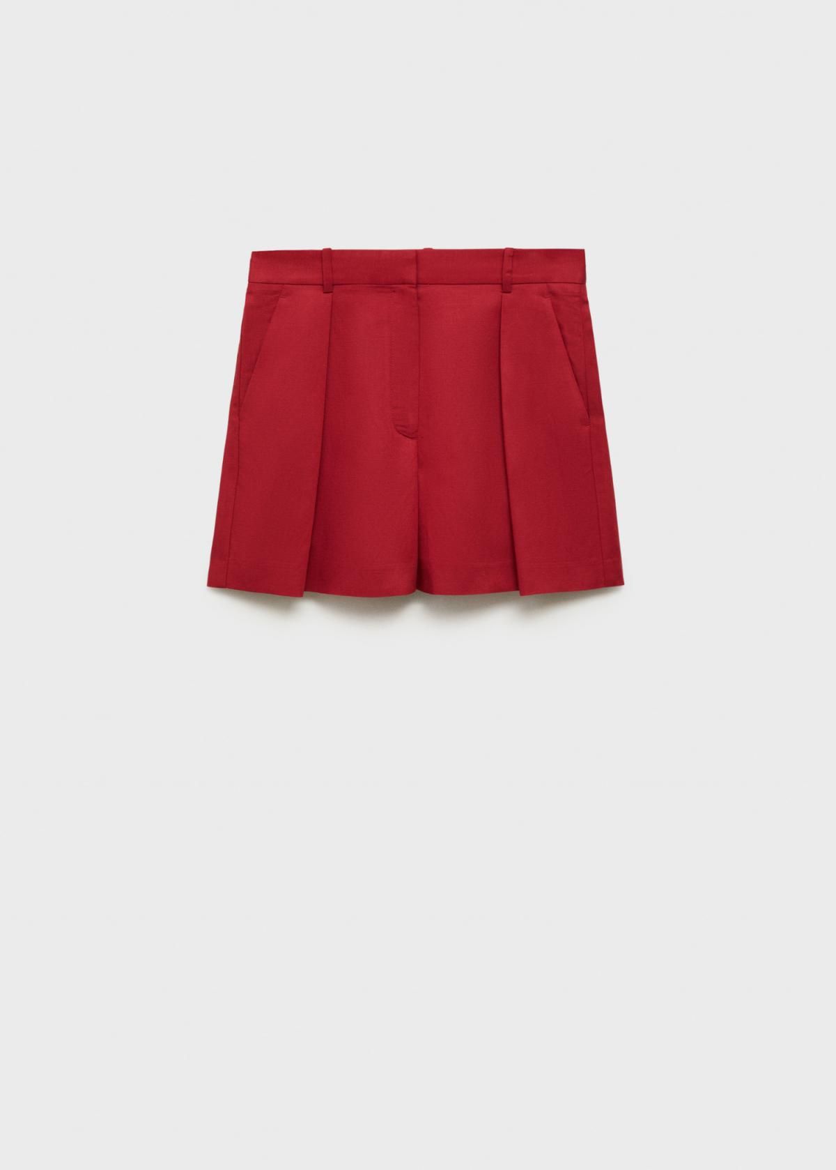 망고 테일러드 하이웨이스트 린넨믹스 반바지 17071153 GRANATE - 상품 이미지