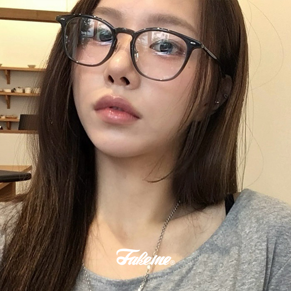 페이크미 안경 피트 Pitt GGY 반투명 그레이 얇은 뿔테 사각 코받침 데일리 패션 - 상품 이미지