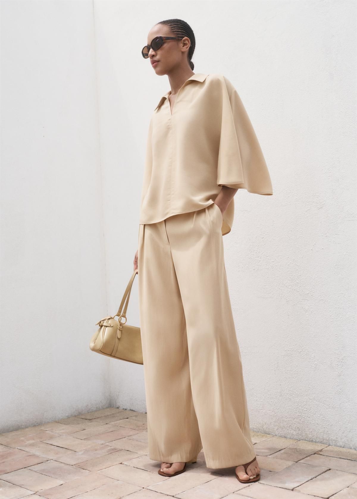 망고 베이지 하이웨이스트 테크니컬 와이드 슬랙스 팬츠 17074087 ARENA - 상세 이미지 2