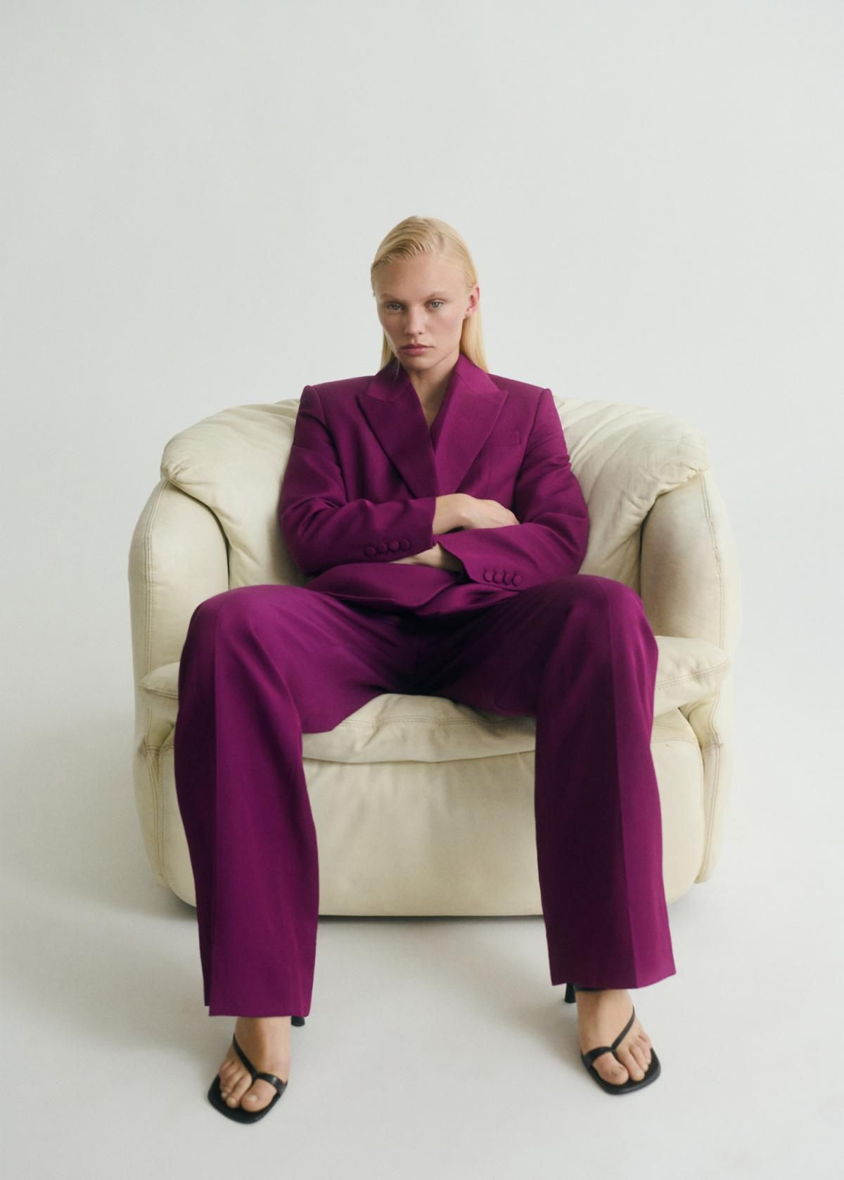 망고 테크니컬 린넨혼방 스트레이트핏 롱 슬랙스 팬츠 17021267 FUCSIA - 상세 이미지 5