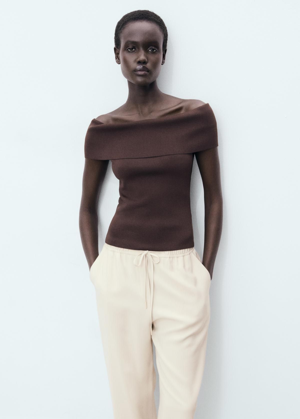 망고 플루이드 와이드 밴딩 슬랙스 팬츠 17091171 BEIGE - 상세 이미지 4