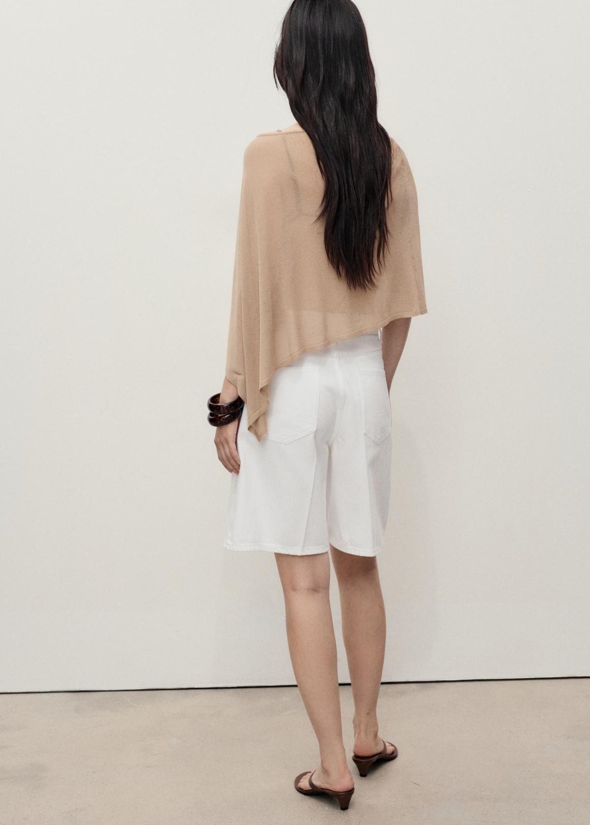 망고 스트레이트핏 하이웨이스트 데님 반바지 화이트 17051197 BLANCO - 상세 이미지 4