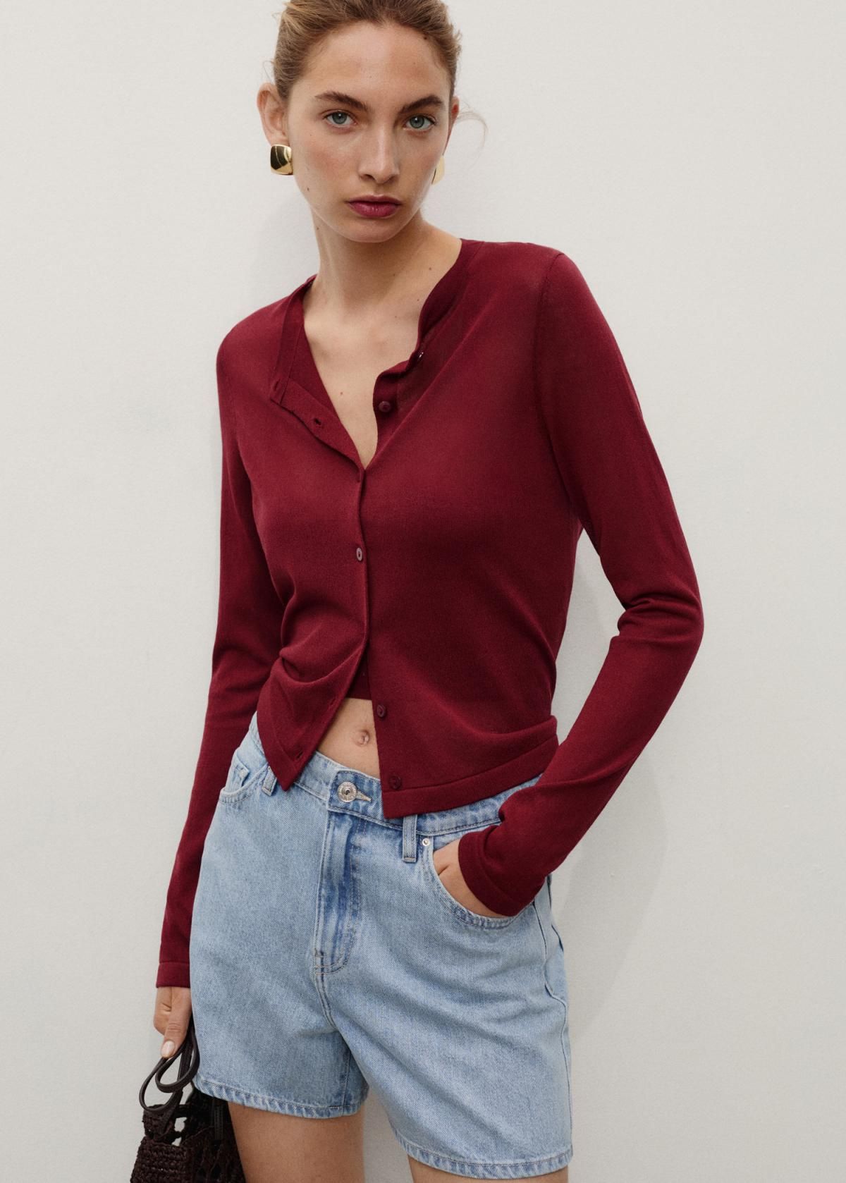 망고 하이웨이스트 데님 스트레이트핏 숏팬츠 17051514 AZUL CLARO - 상세 이미지 5