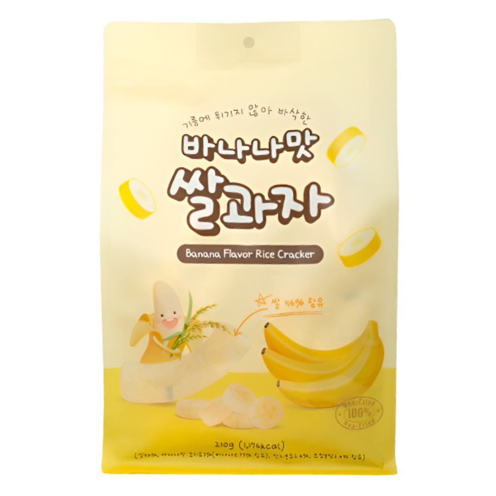 달콤한 바나나맛 쌀과자 210g 대용량 봉지 바나나 과자 건강 간식 - 메인 이미지