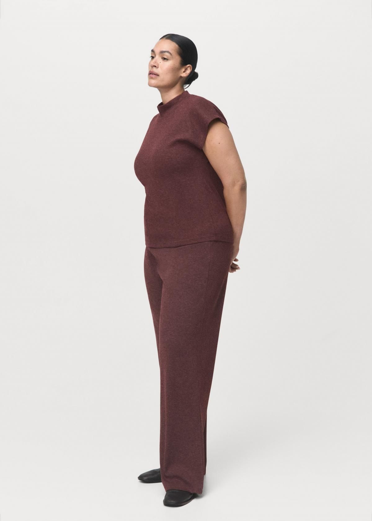 망고 니트 와이드 팬츠 버건디 27061252 BURDEOS - 상세 이미지 5