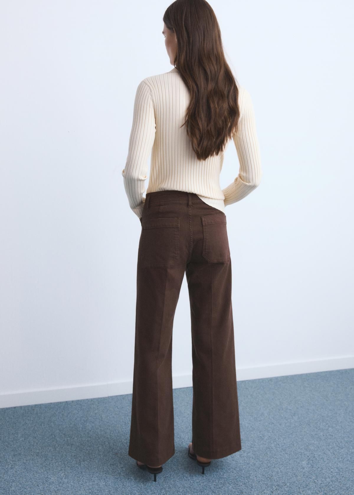 망고 트렌디 와이드핏 데님 와이드 팬츠 브라운 17074112 CHOCOLATE - 상세 이미지 3