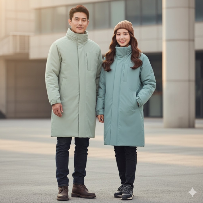 네파 겨울 커플 공용 에어그램 아웃도어 구스다운 롱패딩 점퍼 - 상품 이미지