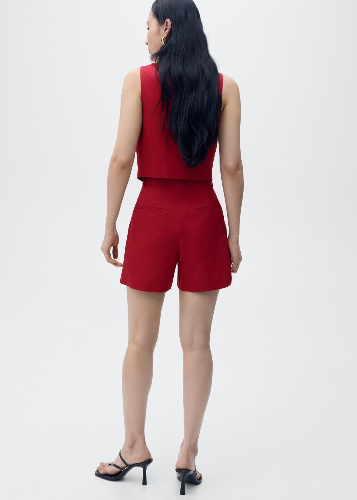 망고 테일러드 하이웨이스트 린넨믹스 반바지 17071153 GRANATE - 상세 이미지 4