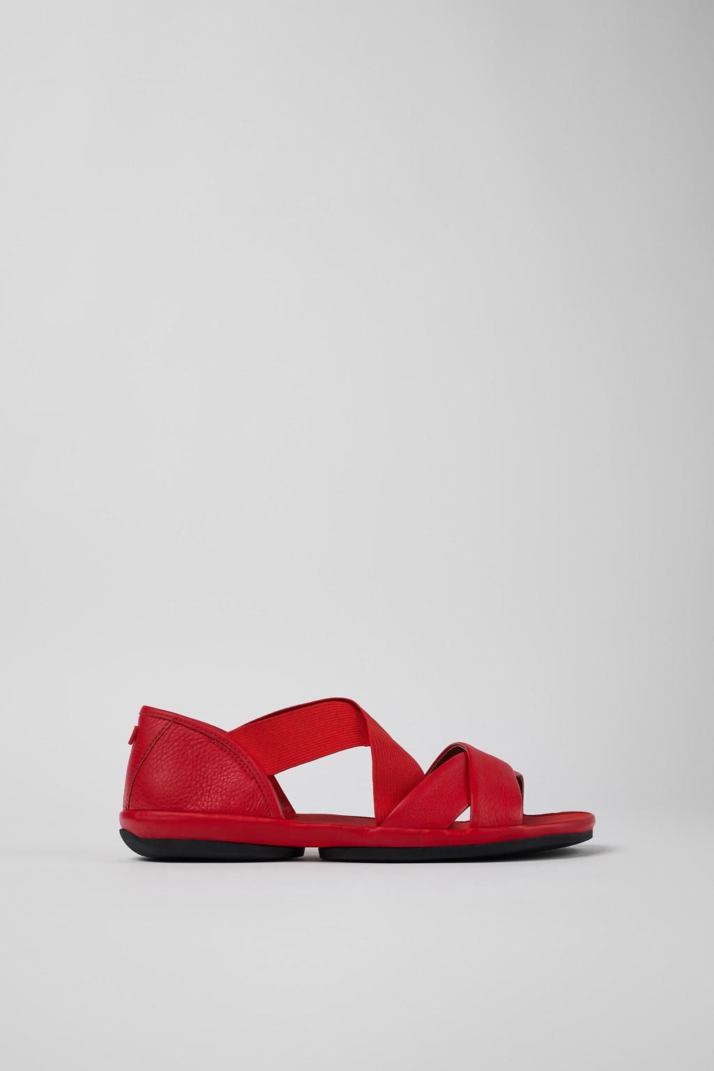 캠퍼 레드 스트랩 레더 샌들 Right K201367-008 RED - 상품 이미지