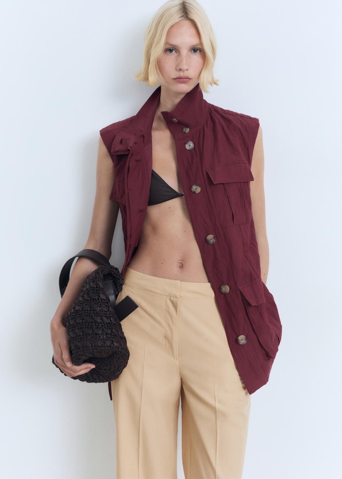 망고 크롭 스트레이트 슬랙스 베이지 17091151 MARRON MEDIO - 상세 이미지 4