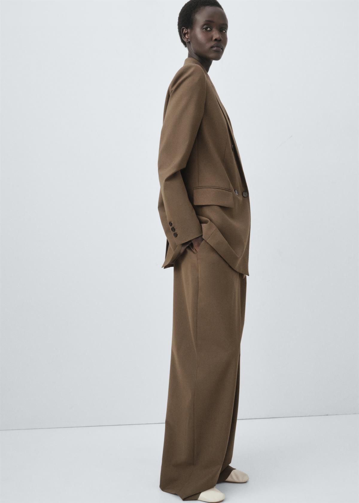 망고 테크니컬 울블렌드 스트레이트핏 핀턱 슬랙스 팬츠 17006366 MARRON MEDIO - 상세 이미지 5