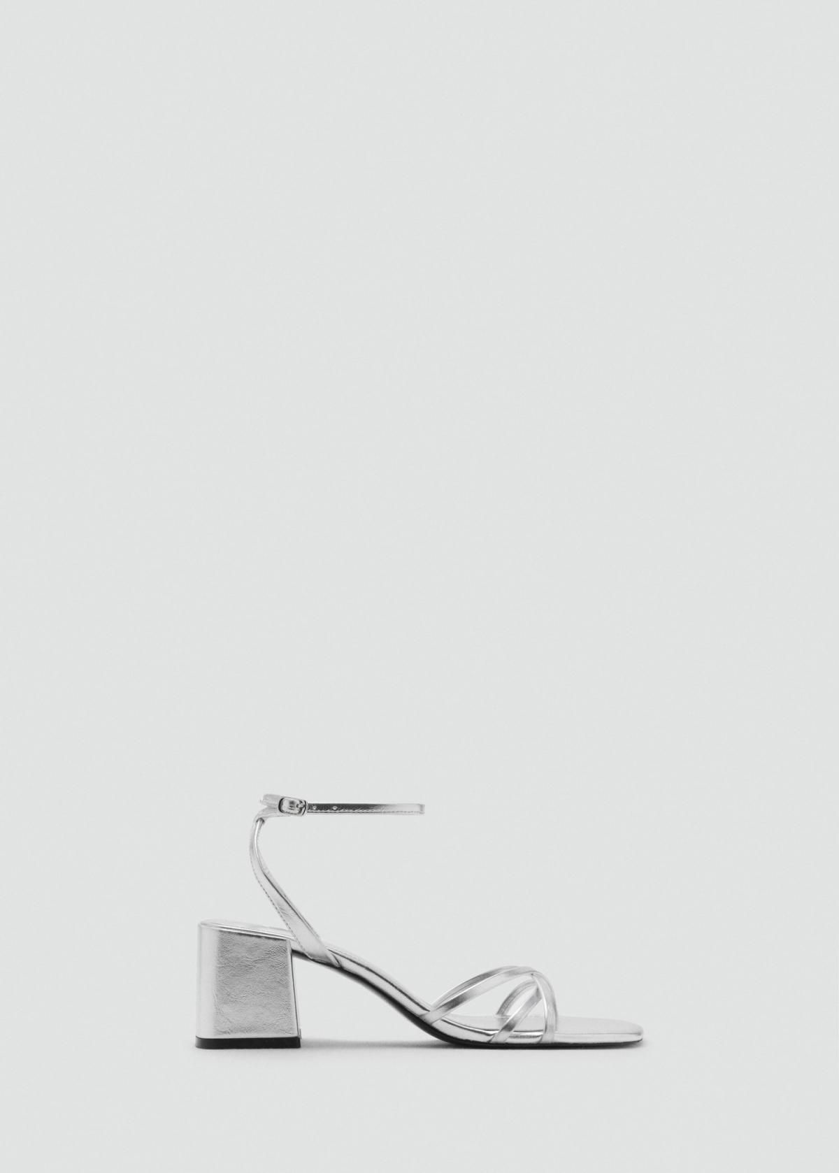 망고 실버 미니멀 스트랩 블록힐 샌들 87046340 PLATA - 메인 이미지