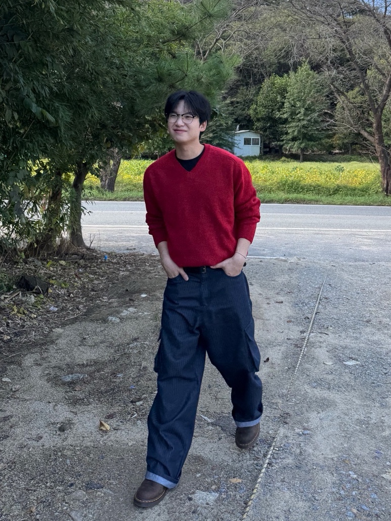 노흐 스트라이프 와이드 카고 데님팬츠 / 사계절 봄 가을 진청 블랙 청바지 - 상세 이미지 5