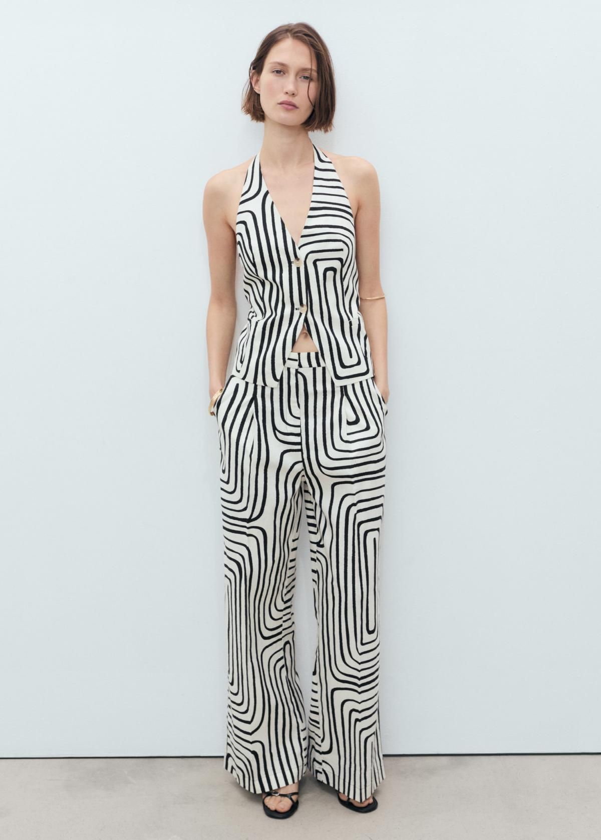 망고 지오메트릭 패턴 린넨와이드 팬츠 17061155 CRUDO - 상세 이미지 2