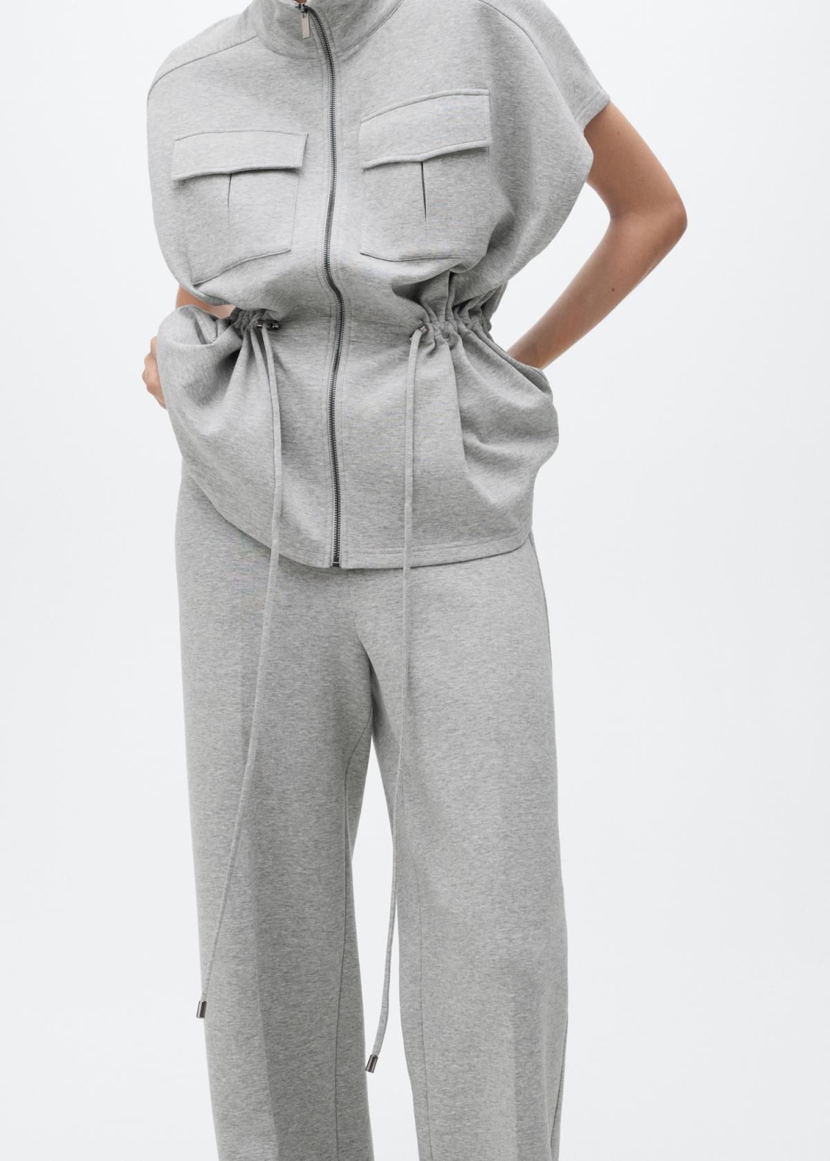 망고 엘라스틱 웨이스트 스트레이트핏 코튼 팬츠 17074073 GRIS MEDIO VIGORE - 상세 이미지 5