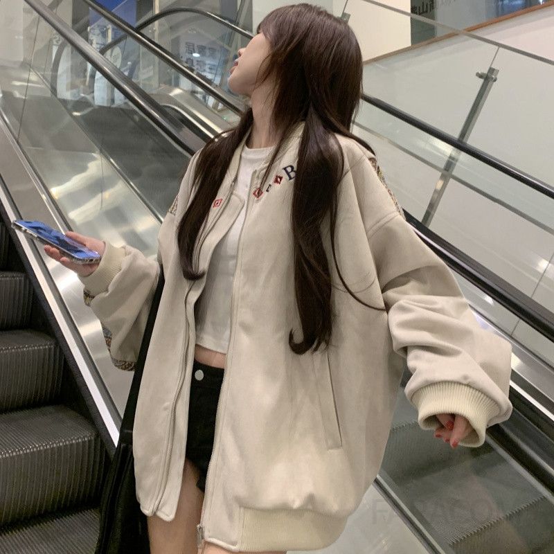 가을 간절기 여성 에스닉 스타일 루즈핏 리본 자켓 트렌디한 디자인 편안한 착용감 모던한 분위기 패션 점퍼 - 상세 이미지 4