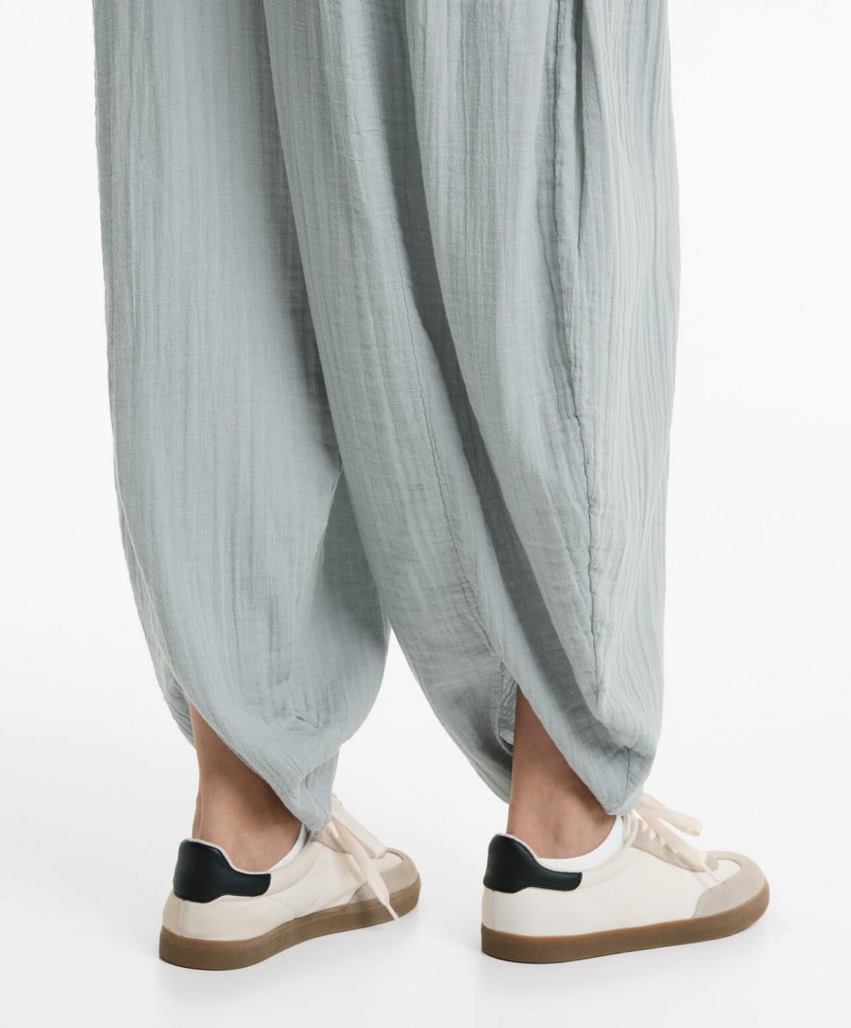 오이쇼 미니멀 와이드 배기 100 코튼 쉬폰 벌룬 팬츠 3371/873 WASHEDGREYBLUE - 상세 이미지 4