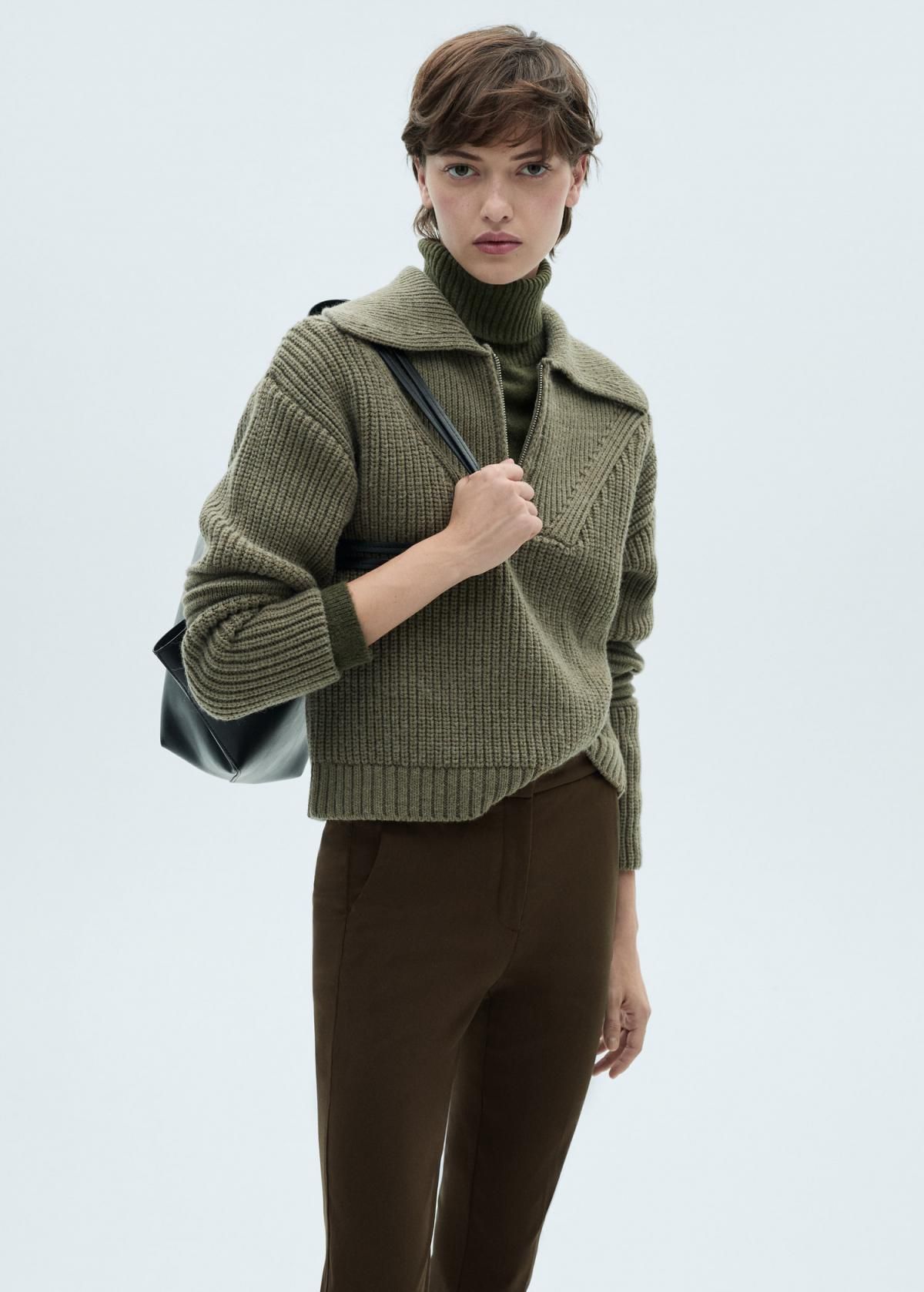 망고 테크니컬 하이엘라스틱 크롭 스키니 슬랙스 팬츠 83700555 KHAKI - 상세 이미지 4