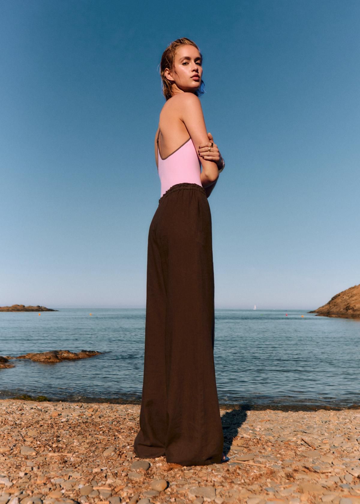 망고 린넨 와이드 드로스트링 팬츠 17071224 TOPO - 상세 이미지 5