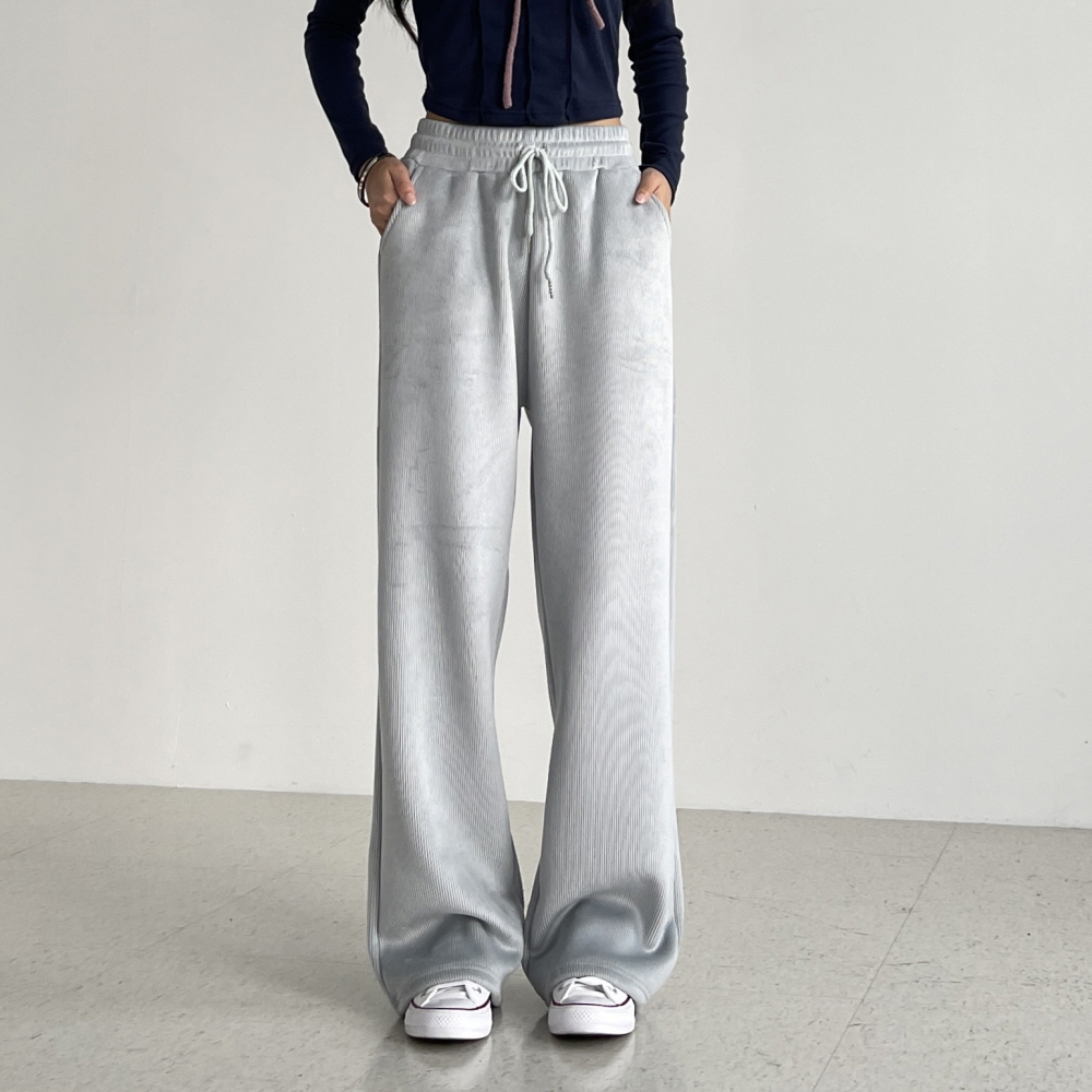 양털기모 코듀로이팬츠 여성 겨울 융골지 벨벳 밴딩 일자 조거 뽀글이 벨루어팬츠 - 상세 이미지 5