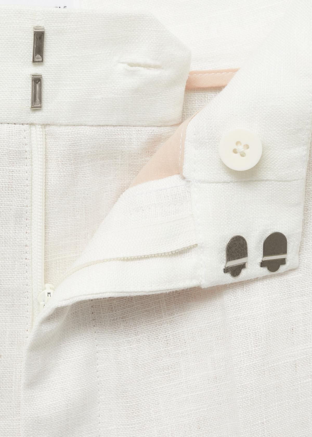 망고 린넨 하이웨이스트 테일러드 슬랙스 팬츠 87087162 BLANCO ROTO - 상세 이미지 4