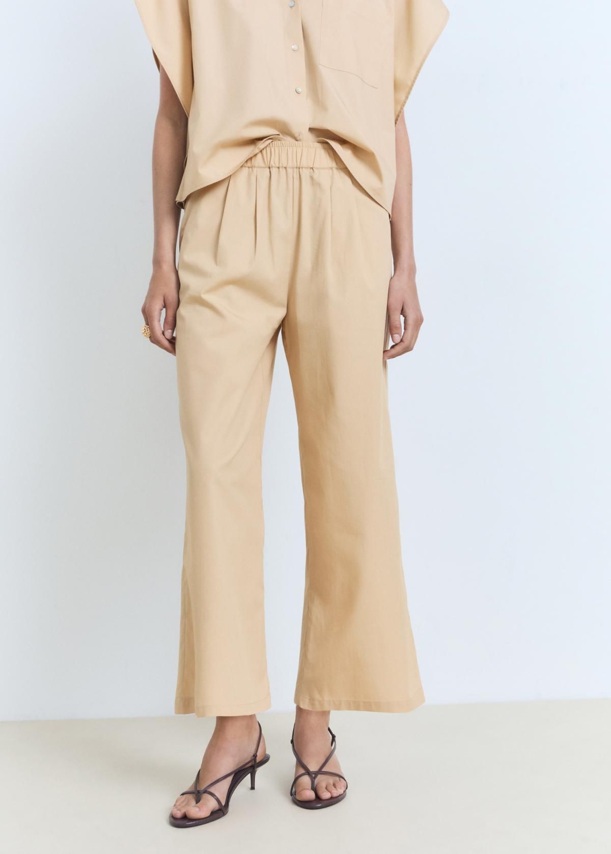 망고 크롭 스트레이트 슬랙스 밴딩 베이지 팬츠 17021159 MARRON MEDIO - 상품 이미지