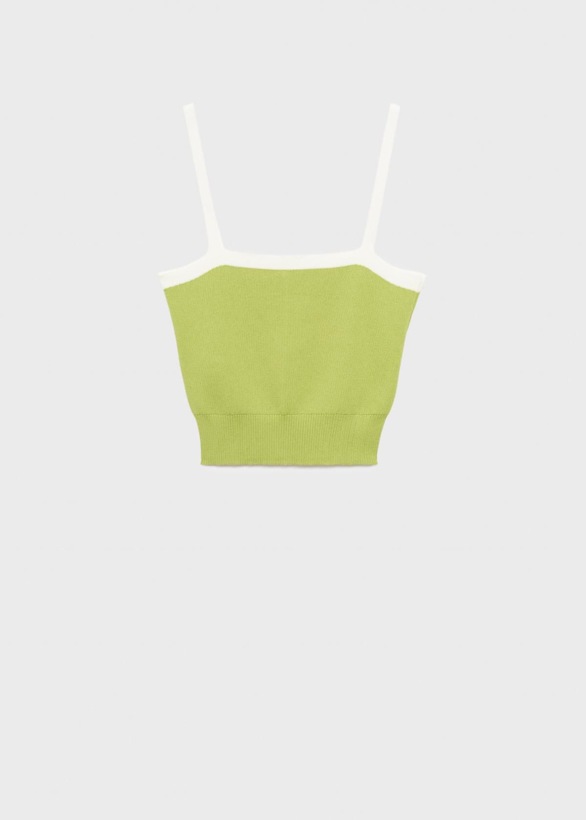 망고 크롭 니트 민소매 크로스백 스트랩 배색 탑 17024145 VERDE PASTEL - 메인 이미지