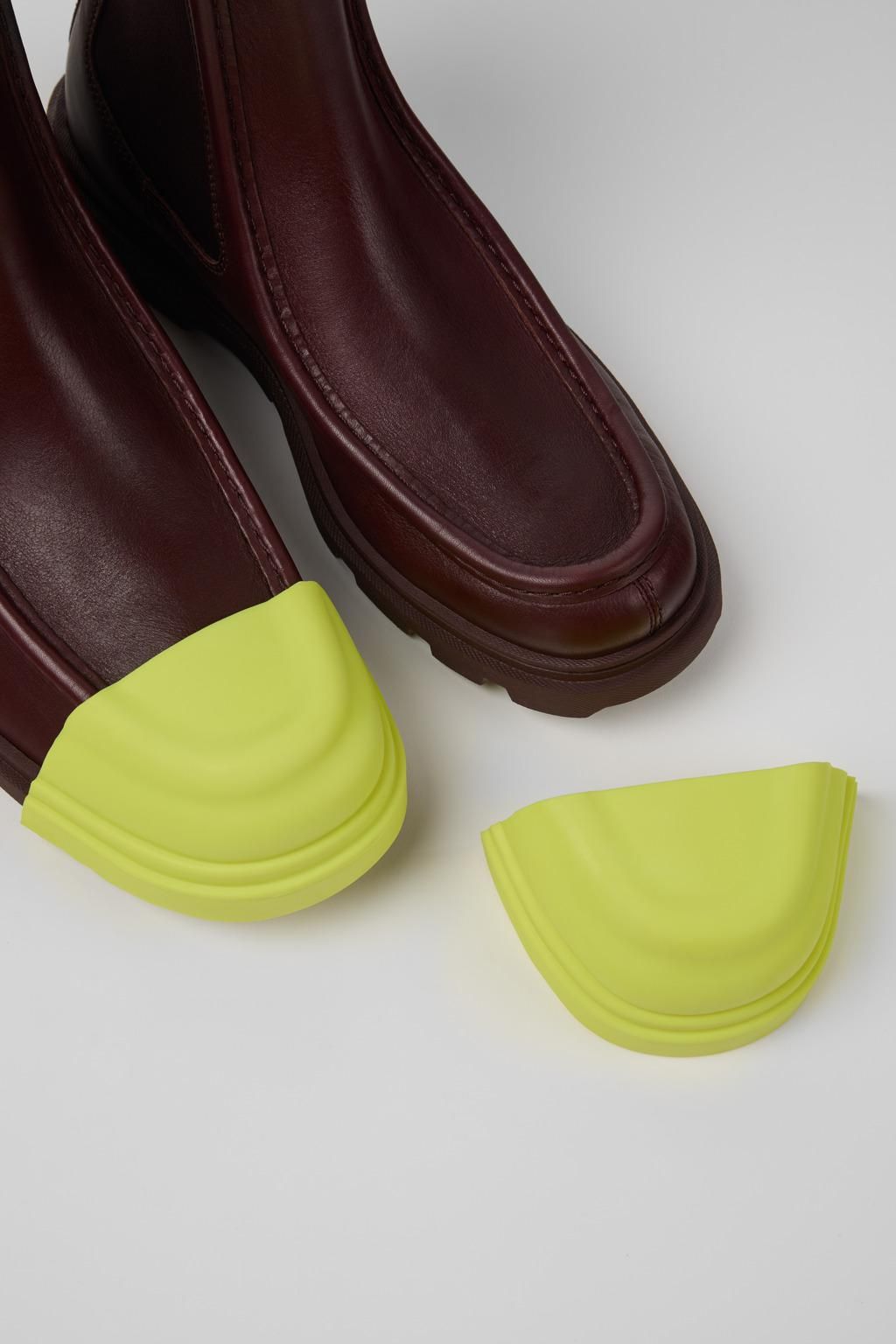 캠퍼 친환경 버건디 레더 첼시부츠 여성 리무버블 토캡 K400779-002 BURGUNDY - 상세 이미지 2