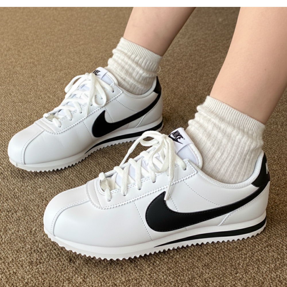 나이키 코르테즈 여성 가죽 단화 화이트블랙, 240